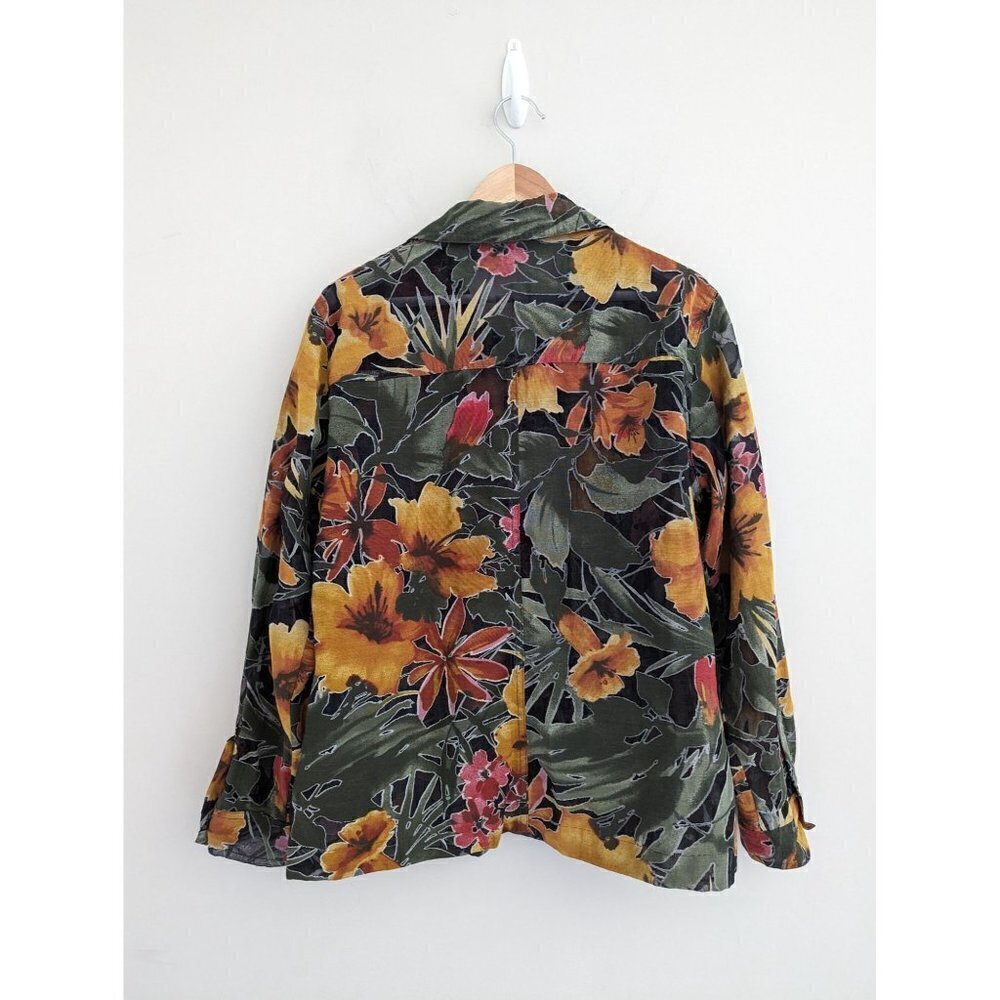 Chico's Tropical Botanical Casual Button Up Shirt Size L - Picture 2 of 8